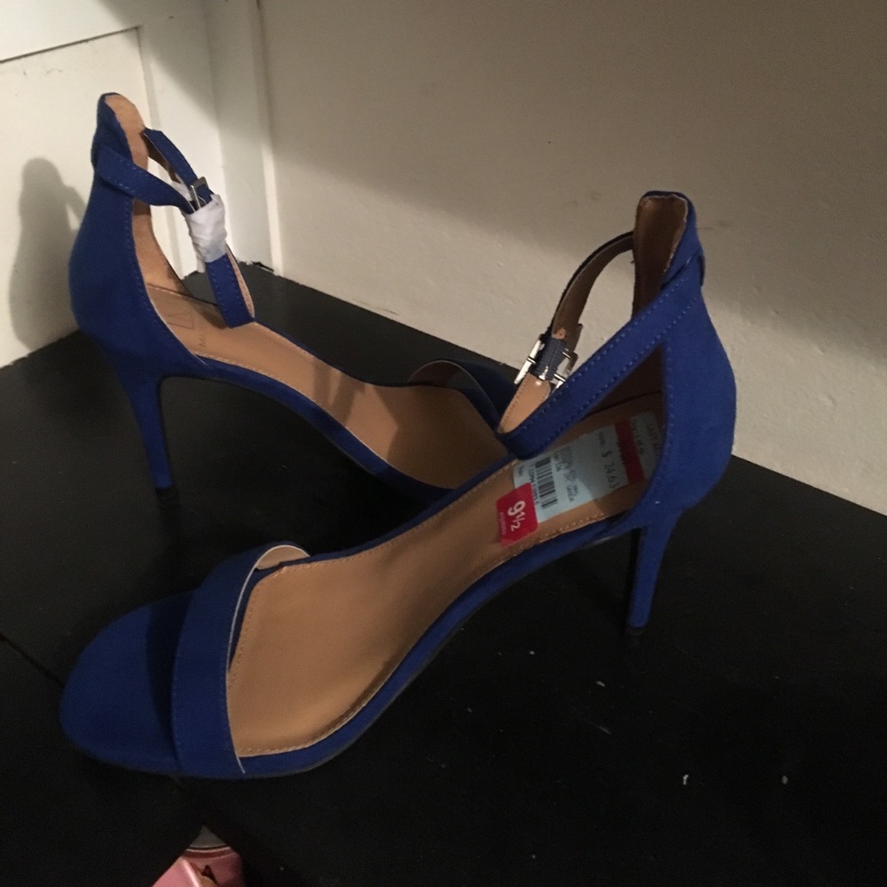 Blazing new blue ankle strapped heels